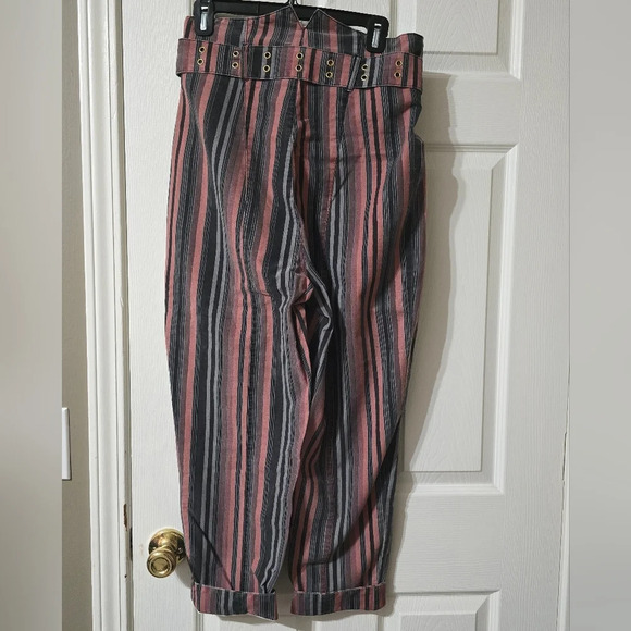 NWT ASOS Stevie Belted Peg Pants in Berry Stripe, High Waist, Rare & Unique. - Picture 5 of 13